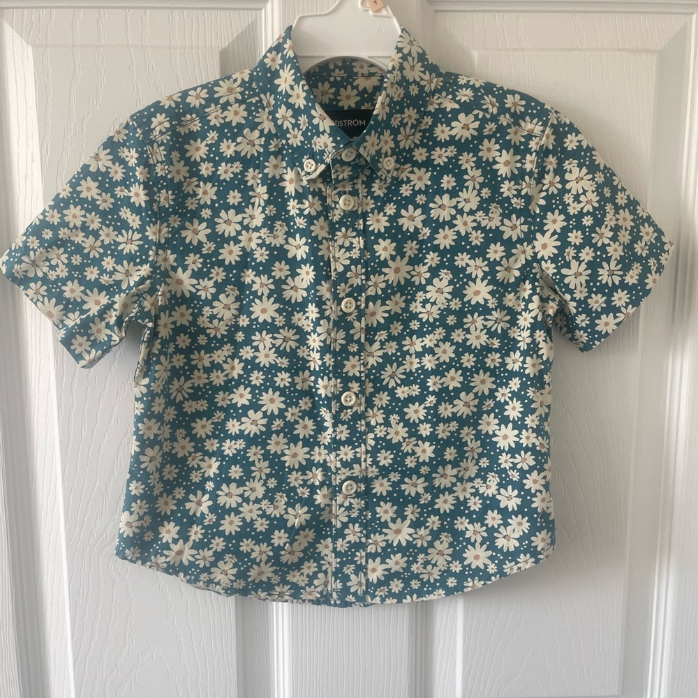 Nordstrom Blue and White Floral Button Down Shirt